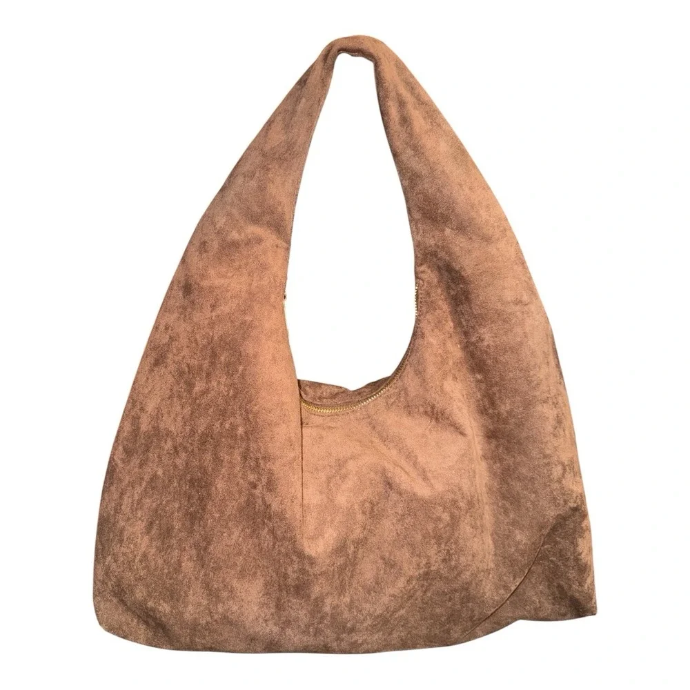 Faux Suede Hobo Shoulder Bag A New Day Target Slouchy Chocolate Brown Zipper